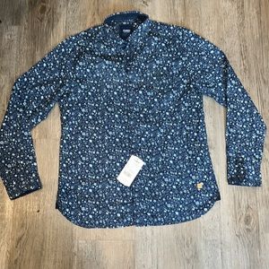 ✔NWT Oxemberg Beach Pebble men' floral pattern Hawaiian botton down shirt size L